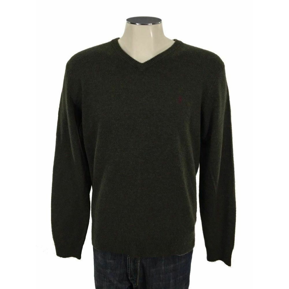 Polo Ralph Lauren‎ Lambswool Vneck Sweater L Green Pony Pullover Mens